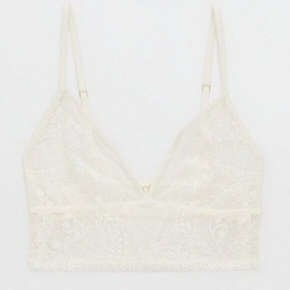 NEW Aerie Paisley Lace Longline‎ Bralette Ivory Size M - Picture 2 of 12